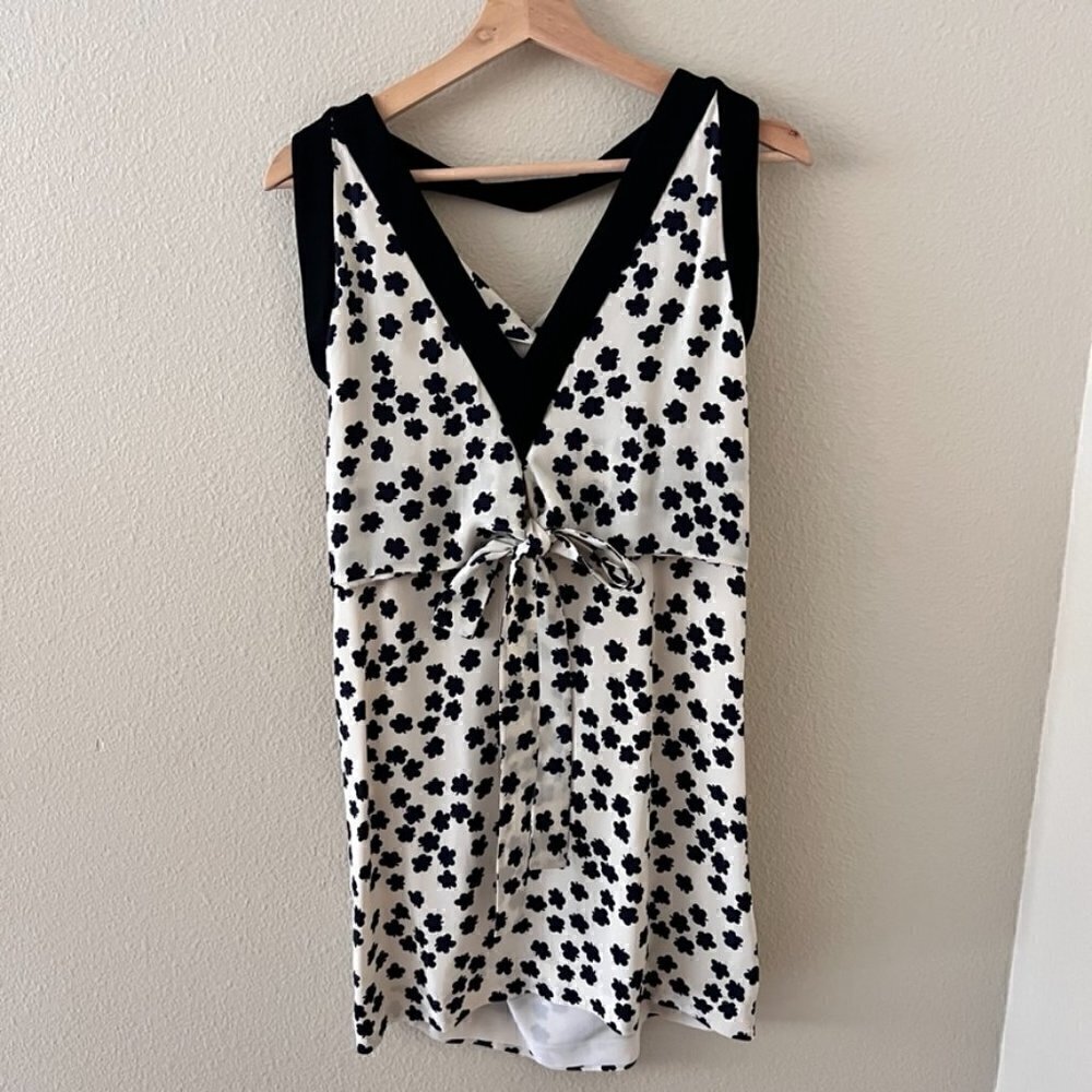 Balenciaga Paris White Silk Blend Clover Print Cowl Neck Mini Dress 36 / US 6  - Picture 8 of 9